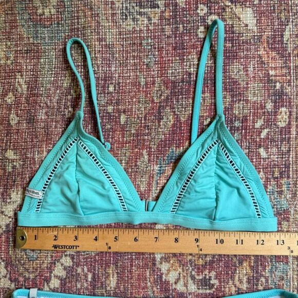 Women’s Small Rhythm Made for Adventure Teal Blue Triangle Bikini Set - Picture 2 of 8